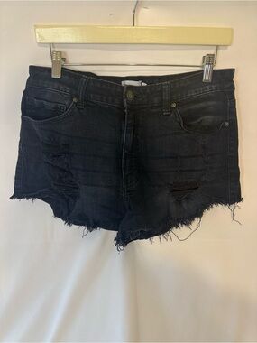 Oasis Black Washed Distressed Denim Cutoff Shorts
